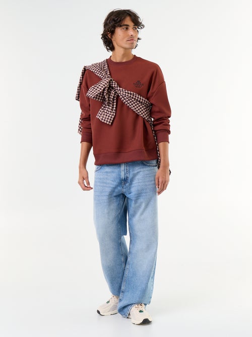 Camisola de gola redonda em malha piqué - Kiabi