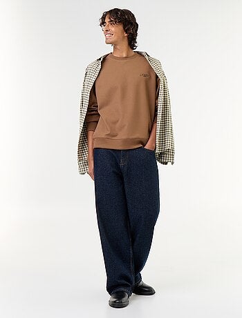 Camisola de gola redonda em malha piqué