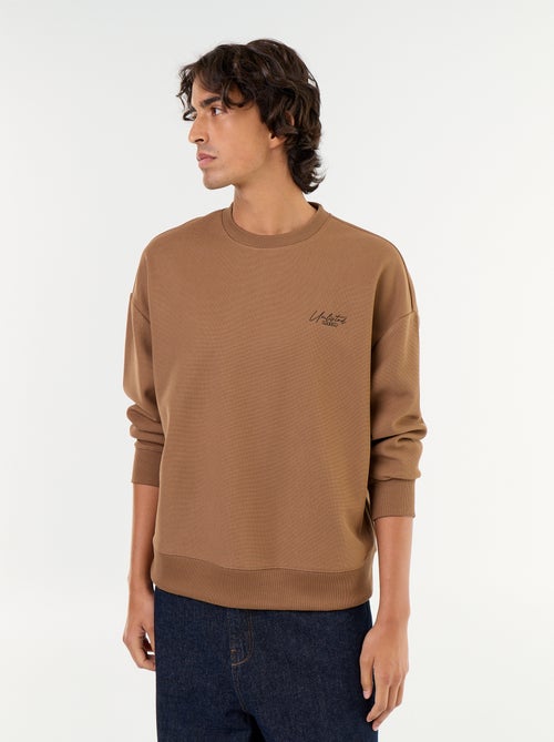 Camisola de gola redonda em malha piqué - Kiabi