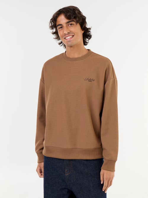 Camisola de gola redonda em malha piqué - Kiabi