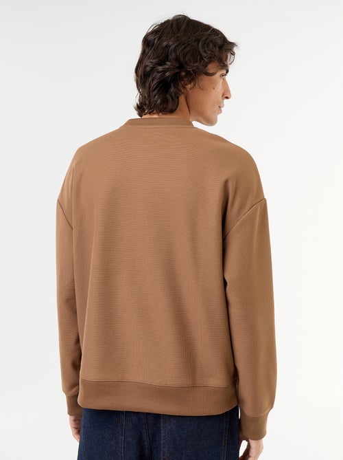 Camisola de gola redonda em malha piqué - Kiabi