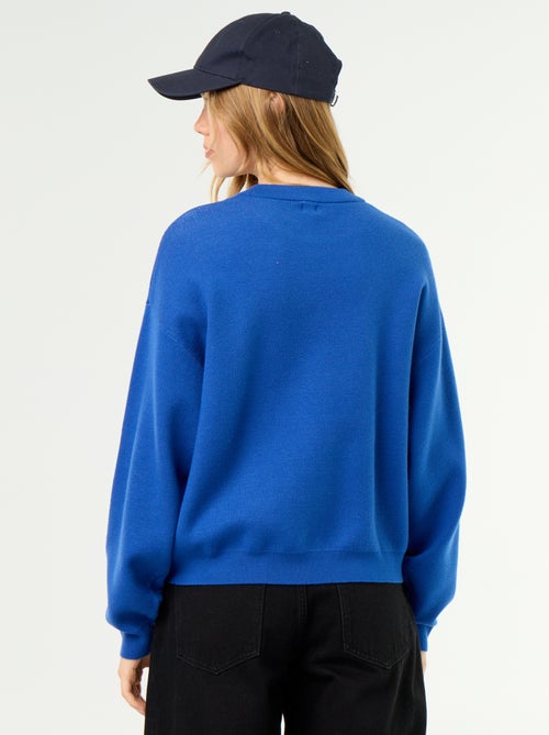 Camisola de gola redonda em malha suave com inscrição - Kiabi