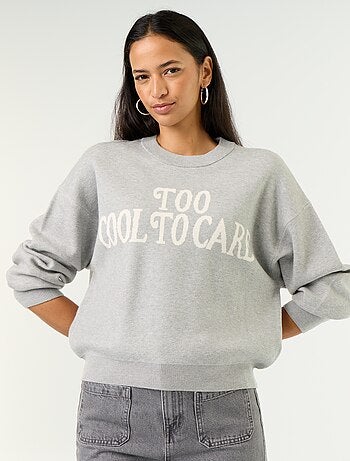 Camisola de gola redonda em malha suave com inscrição