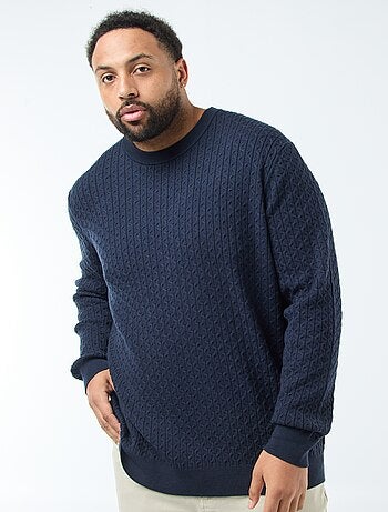 Camisola de gola redonda em malha torcida