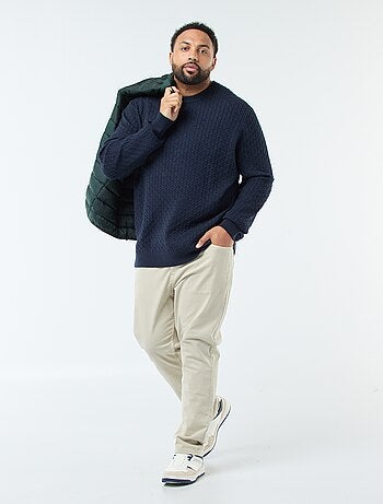 Camisola de gola redonda em malha torcida