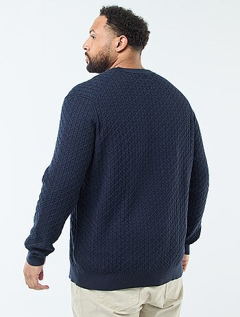 Camisola de gola redonda em malha torcida