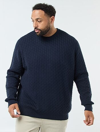 Camisola de gola redonda em malha torcida