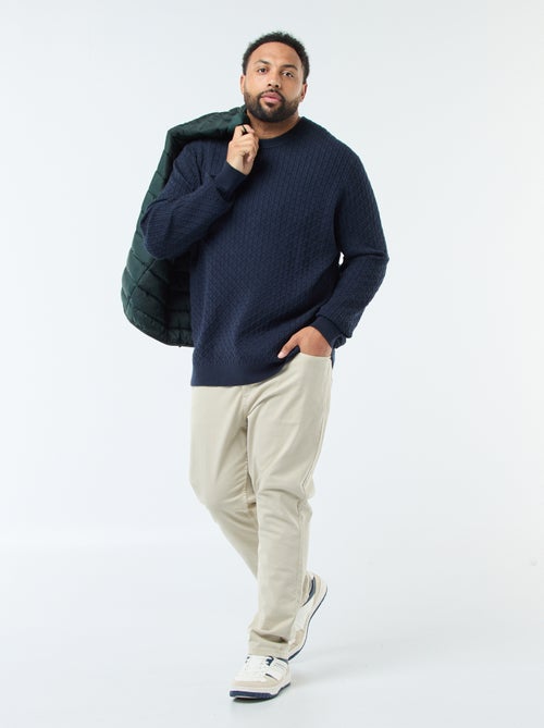 Camisola de gola redonda em malha torcida - Kiabi