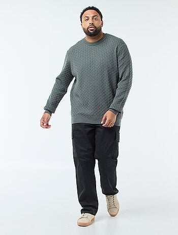 Camisola de gola redonda em malha torcida