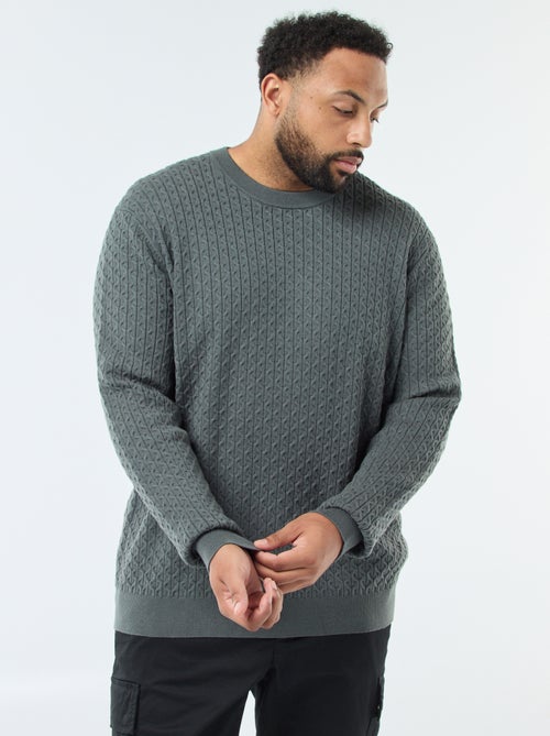 Camisola de gola redonda em malha torcida - Kiabi