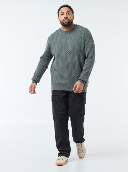 Camisola de gola redonda em malha torcida - Kiabi