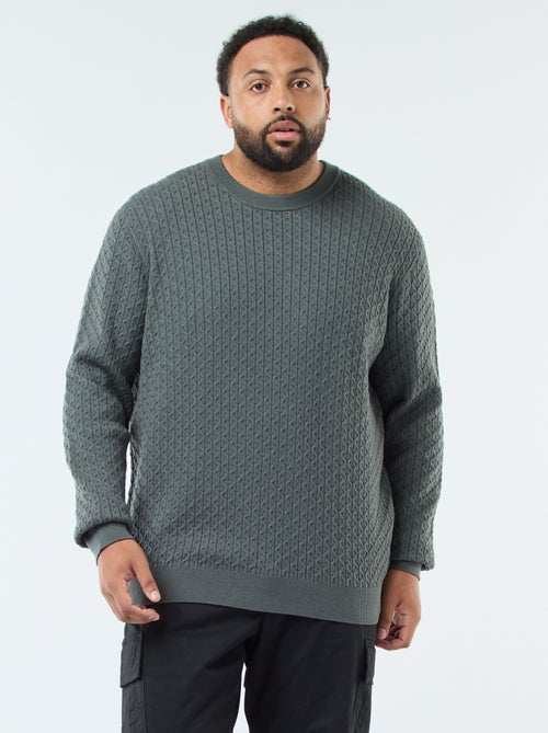 Camisola de gola redonda em malha torcida - Kiabi