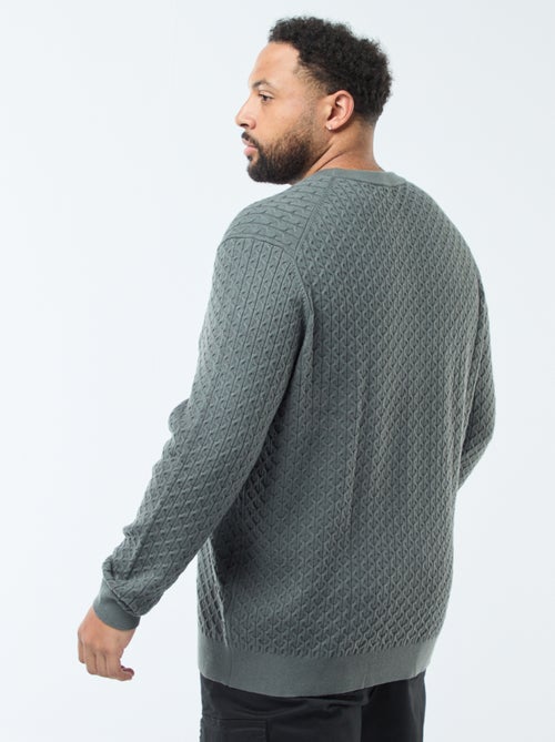 Camisola de gola redonda em malha torcida - Kiabi