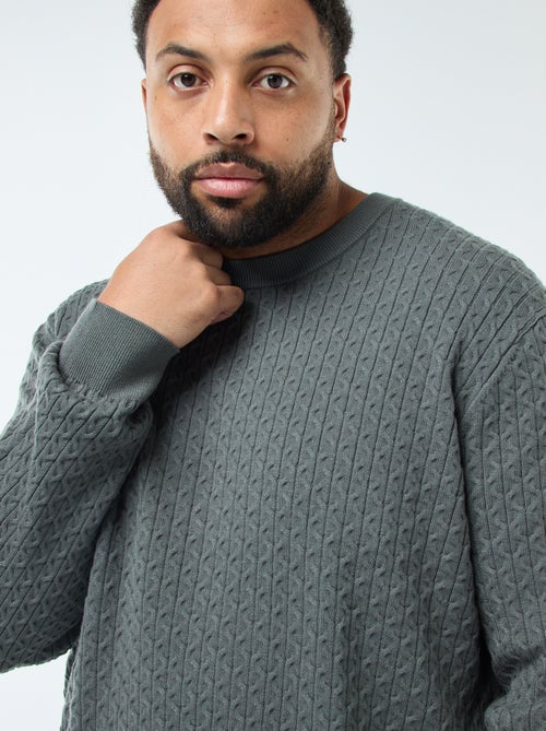 Camisola de gola redonda em malha torcida - Kiabi