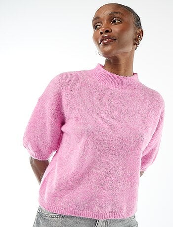 Camisola de gola redonda em mohair lisa