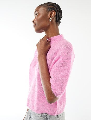 Camisola de gola redonda em mohair lisa