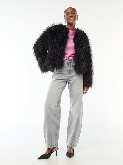 Camisola de gola redonda em mohair lisa - Kiabi