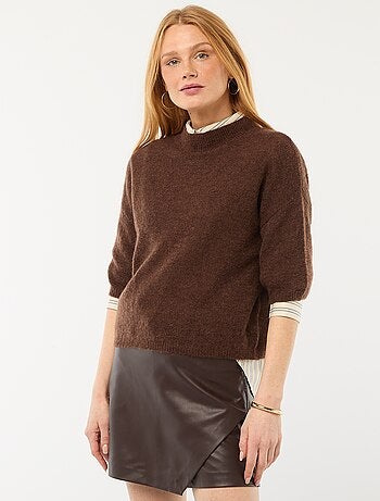 Camisola de gola redonda em mohair lisa