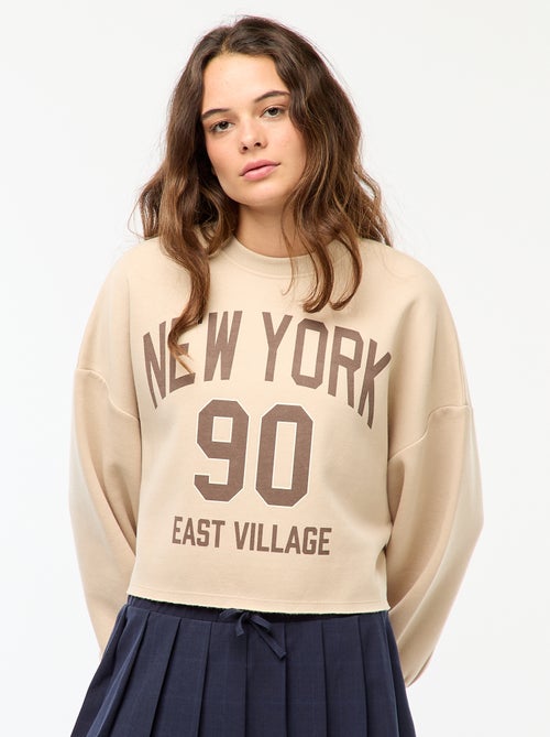 Camisola de gola redonda em moletom - Kiabi