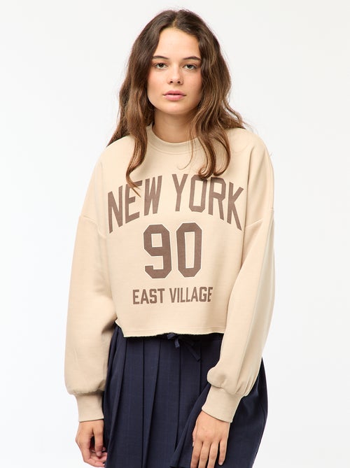 Camisola de gola redonda em moletom - Kiabi