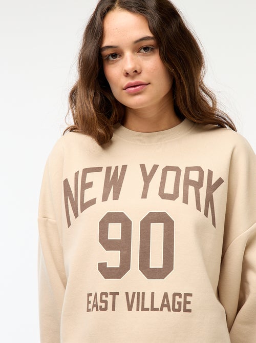 Camisola de gola redonda em moletom - Kiabi