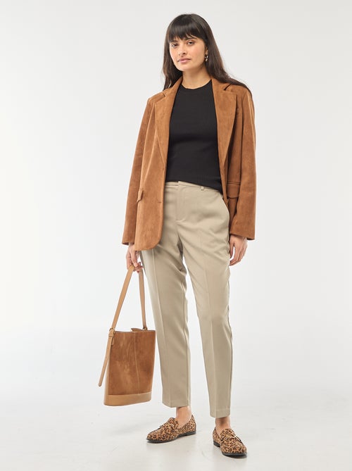 Camisola de gola redonda em rib canelado - Kiabi