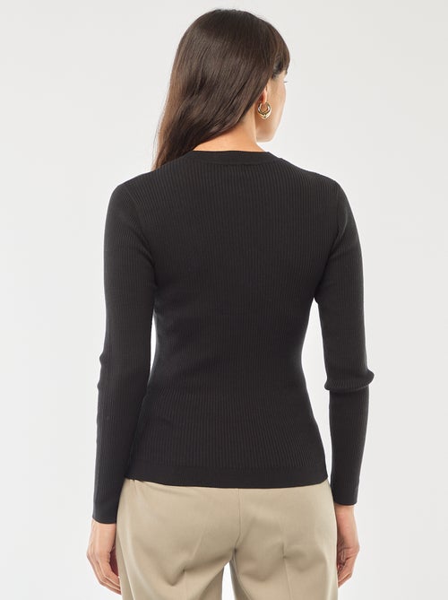 Camisola de gola redonda em rib canelado - Kiabi