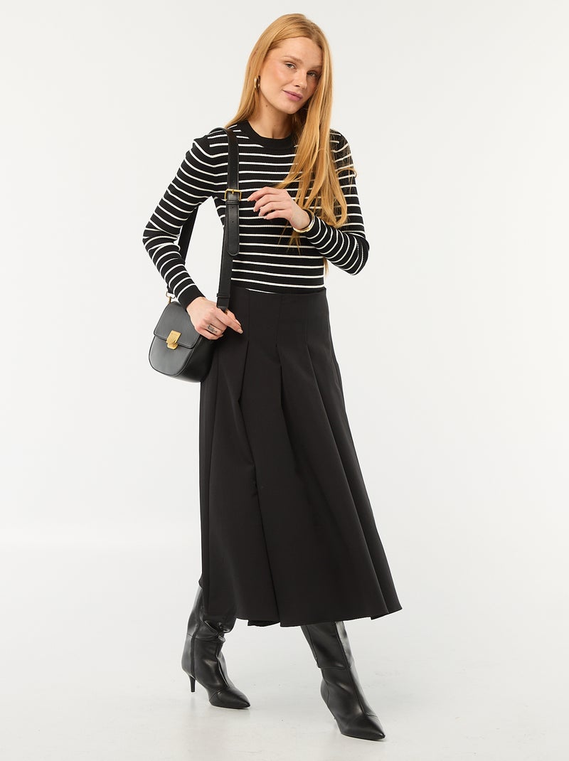 Camisola de gola redonda em rib canelado Preto - Kiabi