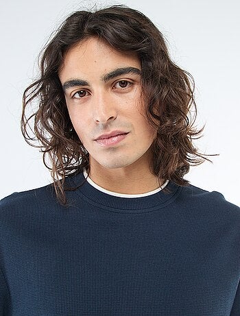 Camisola de gola redonda favo de mel