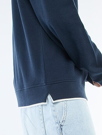 Camisola de gola redonda favo de mel