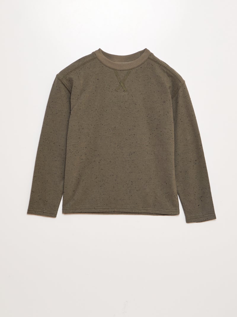 Camisola de gola redonda sarapintada CAQUI - Kiabi