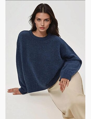 Camisola de gola redonda texturada com detalhes entrançados hiccup