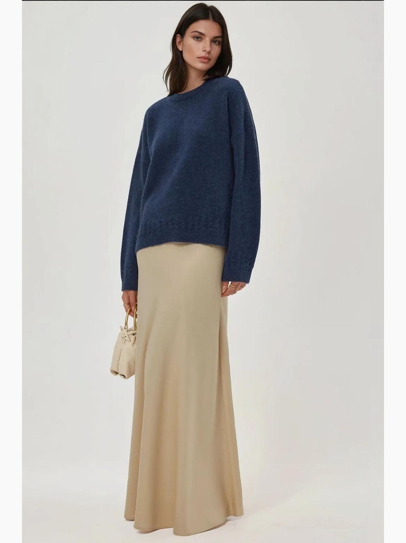 Camisola de gola redonda texturada com detalhes entrançados hiccup Azul-lago - Kiabi