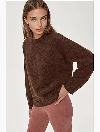 Camisola de gola redonda texturada com detalhes entrançados hiccup