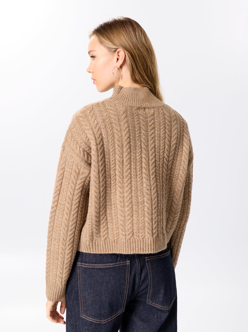 Camisola de gola subida lisa Bege - Kiabi