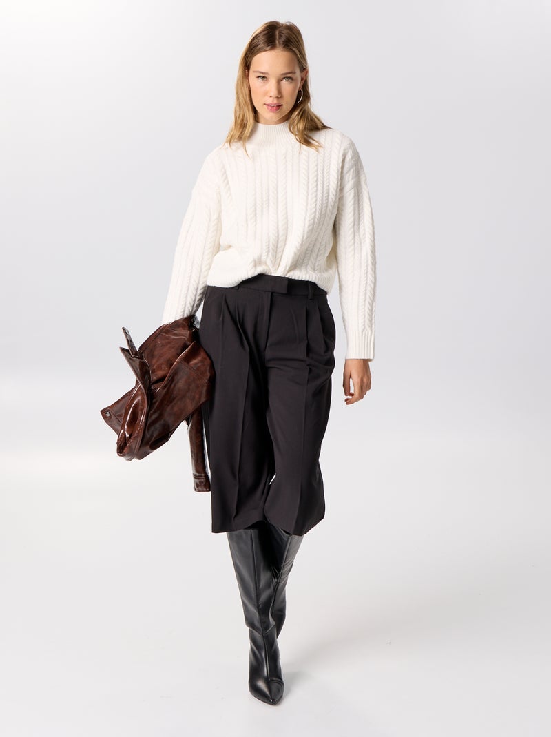 Camisola de gola subida lisa Branco - Kiabi