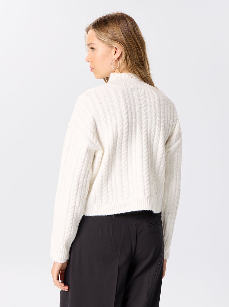 Camisola de gola subida lisa Branco - Kiabi