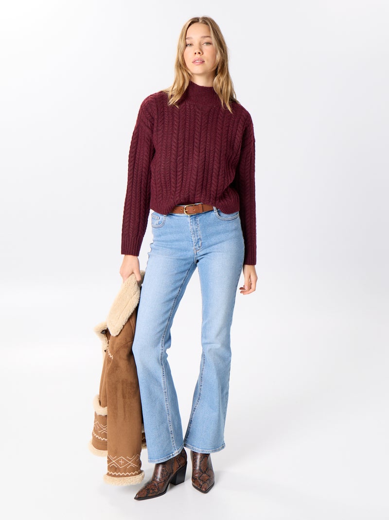 Camisola de gola subida lisa Vermelho - Kiabi