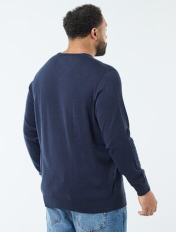 Camisola de Gola V em Malha Fina