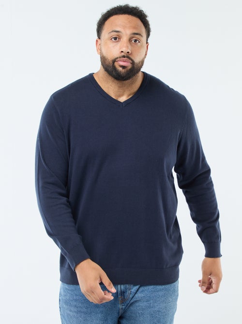 Camisola de Gola V em Malha Fina - Kiabi