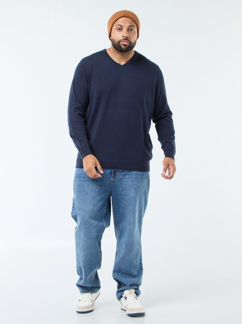 Camisola de Gola V em Malha Fina - Kiabi