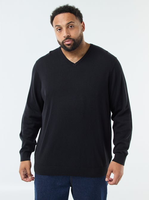 Camisola de Gola V em Malha Fina - Kiabi