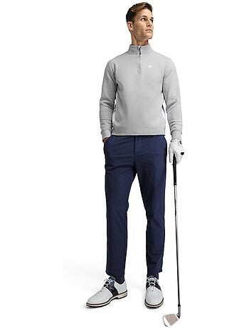 Camisola de golfe com fecho zipper de um quarto para homem