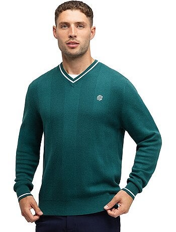 Camisola de golfe de malha com decote em v para homem
