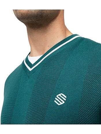 Camisola de golfe de malha com decote em v para homem