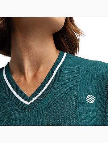 Camisola de golfe de malha com decote em v para mulher