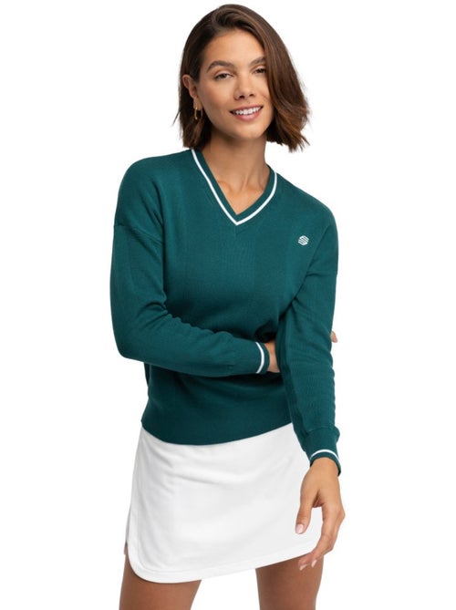 Camisola de golfe de malha com decote em v para mulher - Kiabi