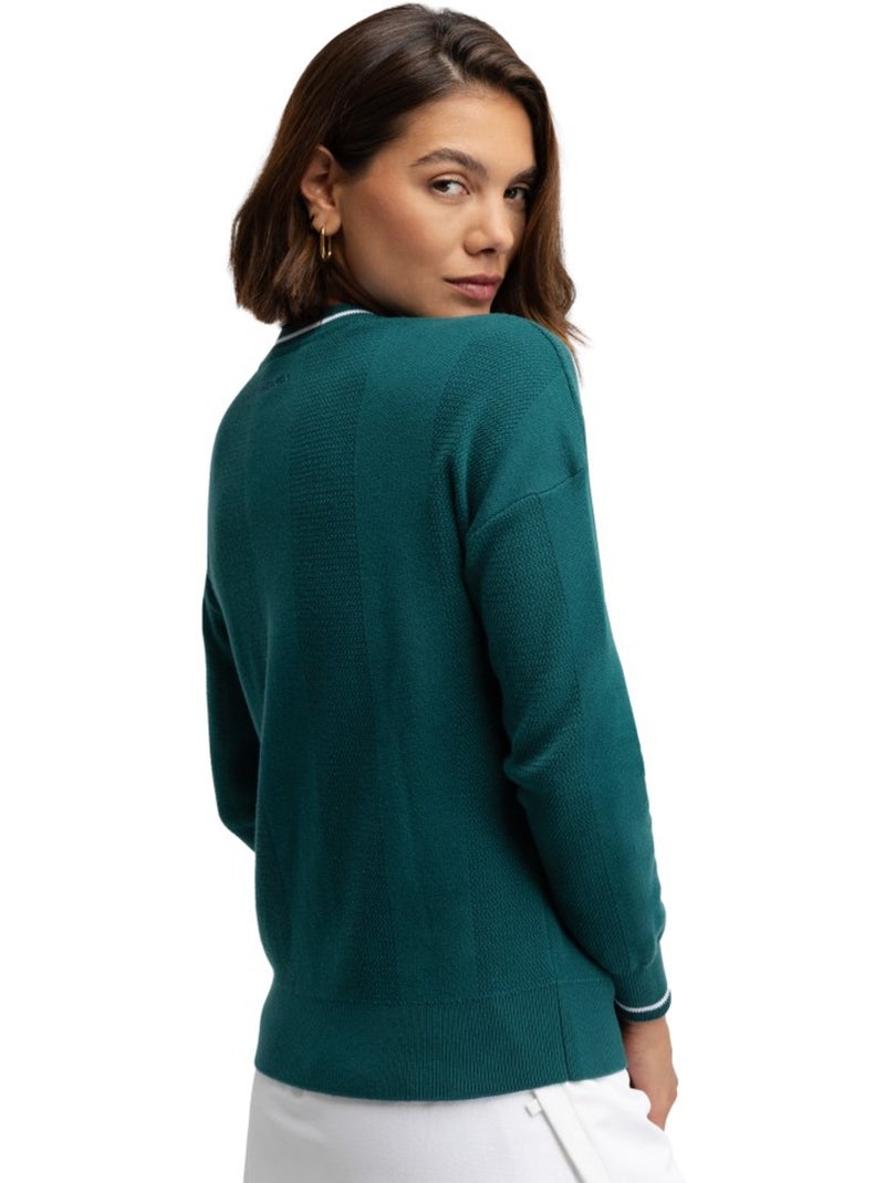 Camisola de golfe de malha com decote em v para mulher Verde - Kiabi