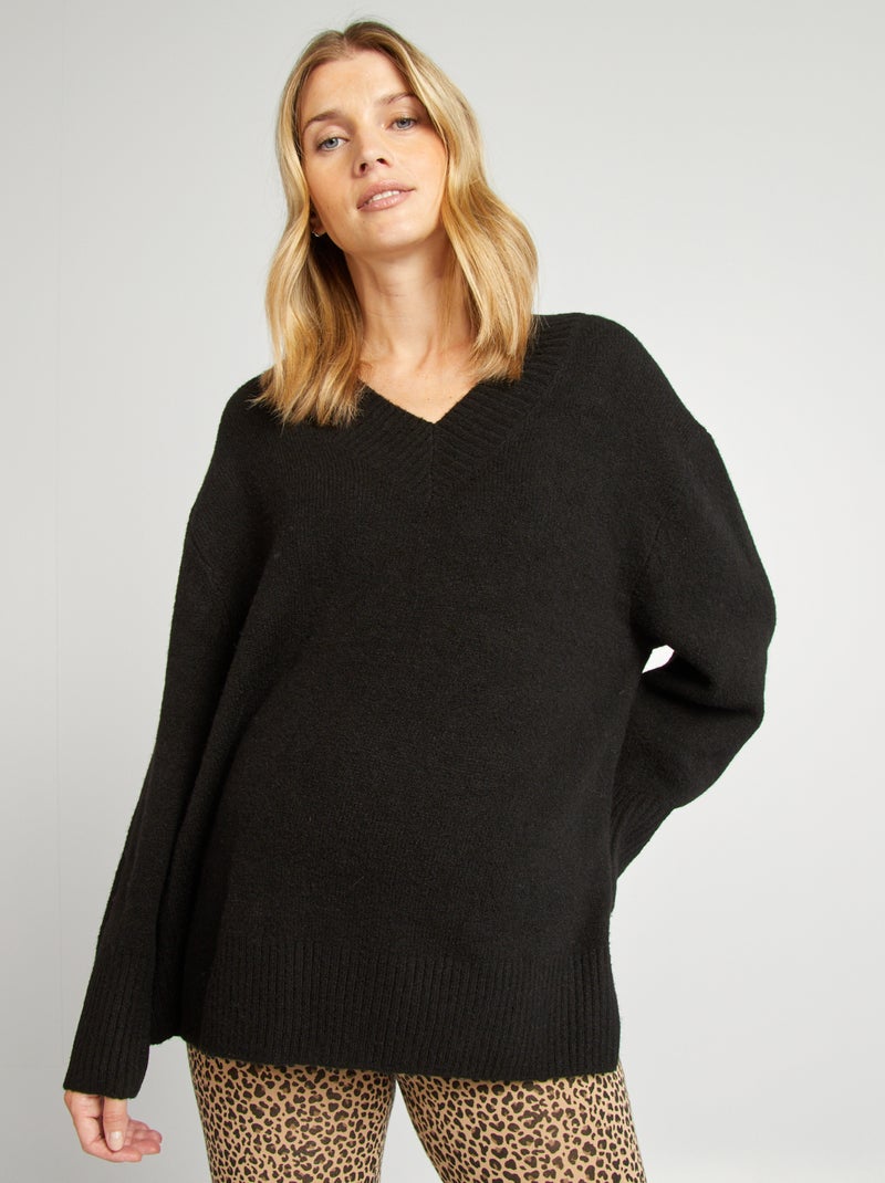 Camisola de grávida com decote em bico Preto - Kiabi