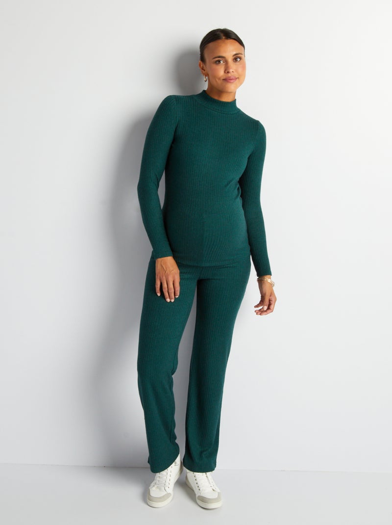 Camisola de grávida com gola alta VERDE - Kiabi